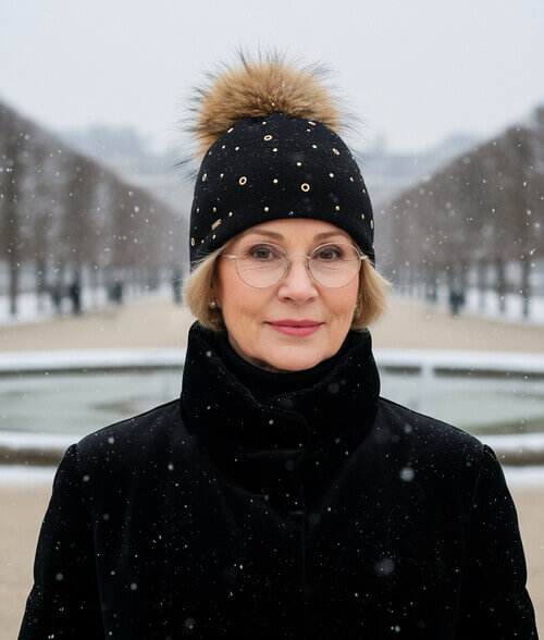 Caciula de dama cu pompon din blanita Senia 2