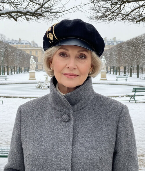 Caciula de dama tip bereta eleganta cu cozoroc Jorti - Culoare negru - WILLI.ro