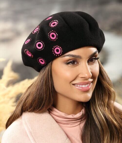 Caciula de dama tip bereta Kiala - Culoare negru - WILLI.ro