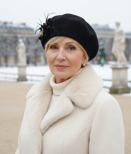 Caciula de dama tip bereta eleganta Utiv - Culoare Negru - WILLI.ro