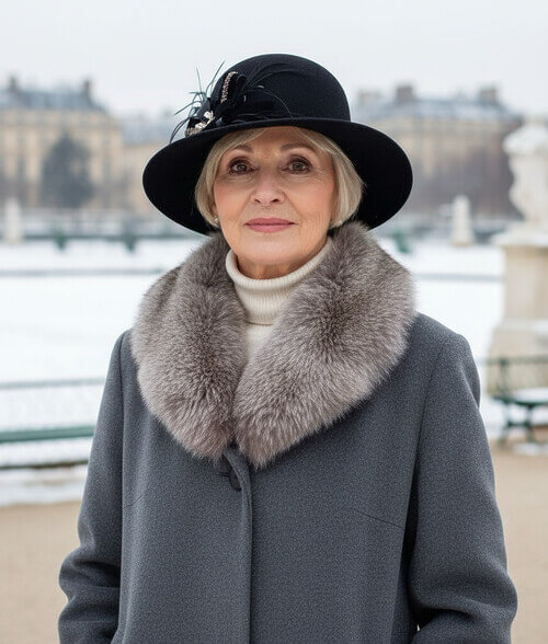 Palarie eleganta de dama in nuanta neagra, din lana merinos, cu pene, fundite si broderie