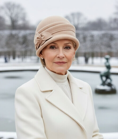 Caciula de dama tip palarie Monic - Culoare bej pudrat - WILLI.ro