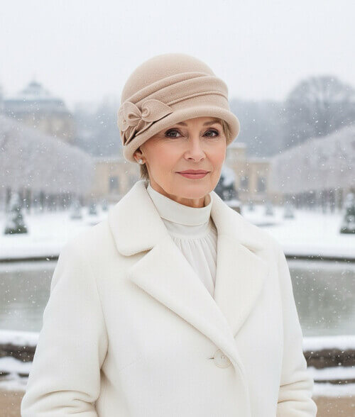 Caciula de dama tip palarie Monic - Culoare bej pudrat - WILLI.ro