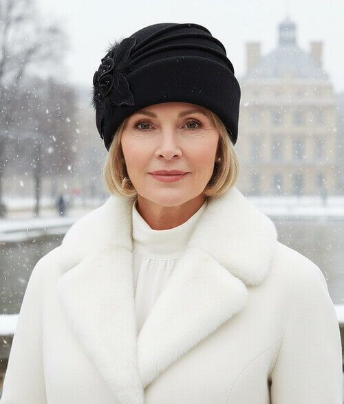 Caciula eleganta de dama Zazu 1 - Culoare Negru - WILLI.ro