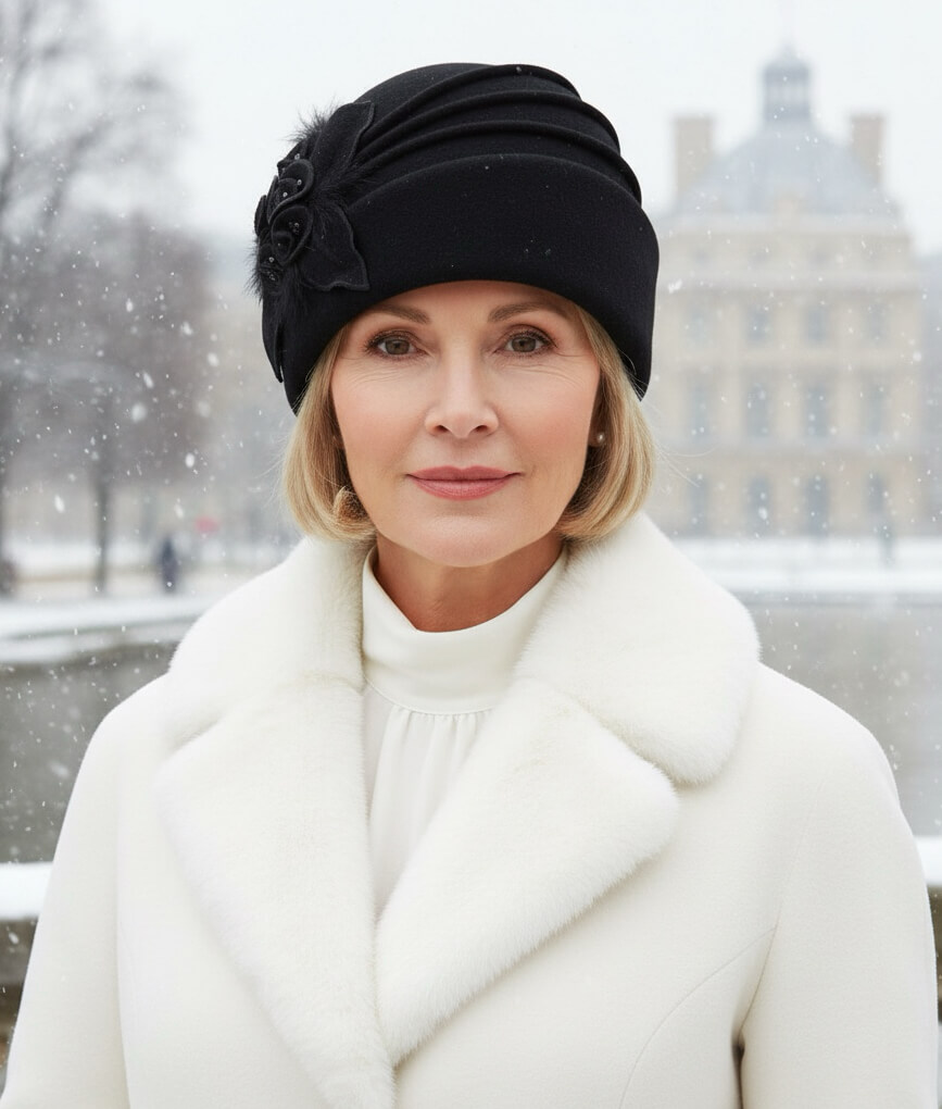 Caciula eleganta de dama Zazu 1 - Culoare Negru - WILLI.ro