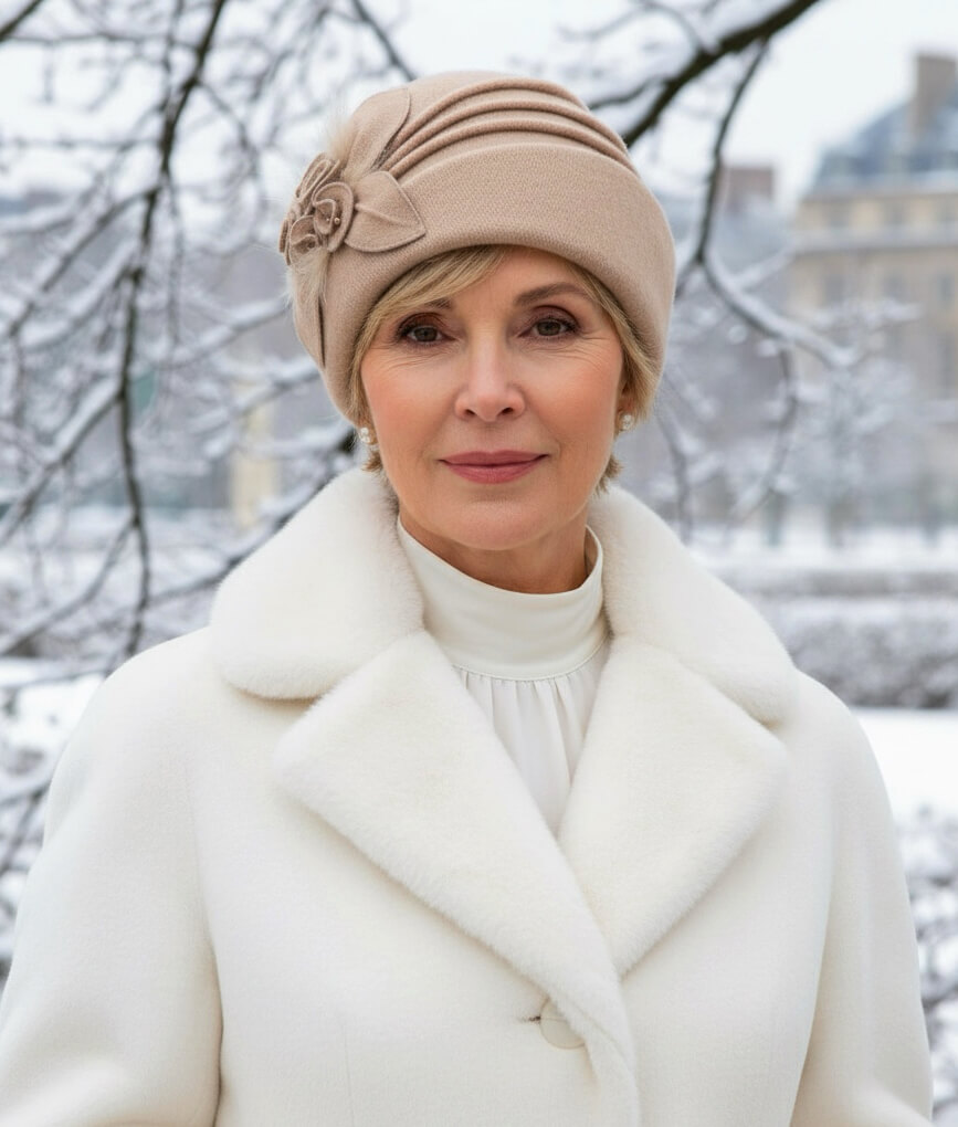 Caciula eleganta de dama Zazu 3 - Culoare Bej - WILLI.ro